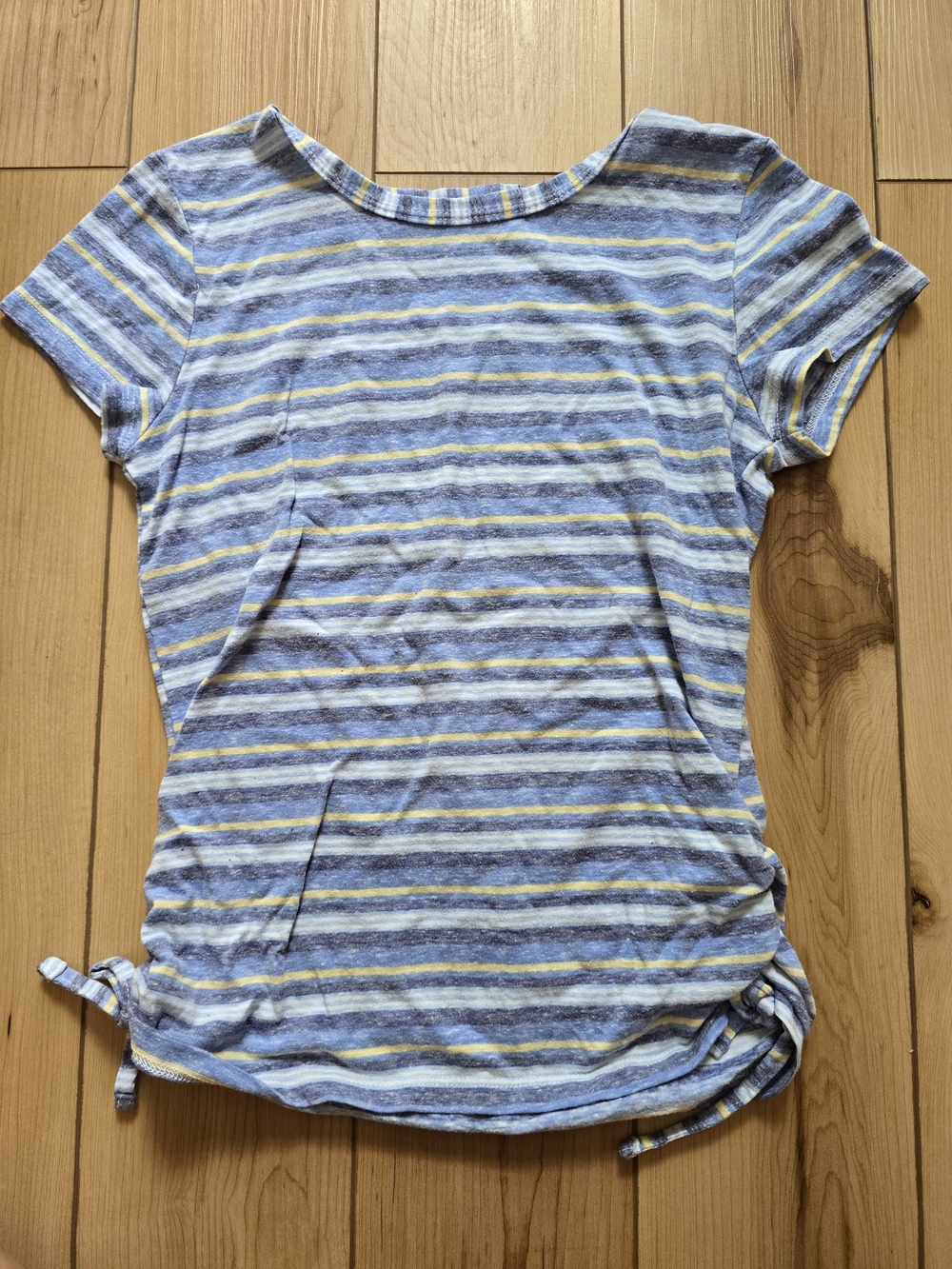 Girls' Striped Short Sleeve Tee in Blue and Yellow